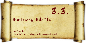 Beniczky Béla névjegykártya